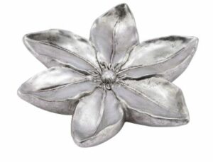 Flor ceramica 12x12cm em prata