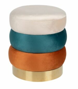 Puf  Veludo Tricolor com base em Metal