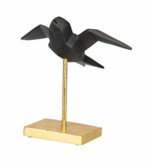 Figura andorinha resina preta/ dourado