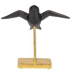 Figura resina andorinha preta/dorado
